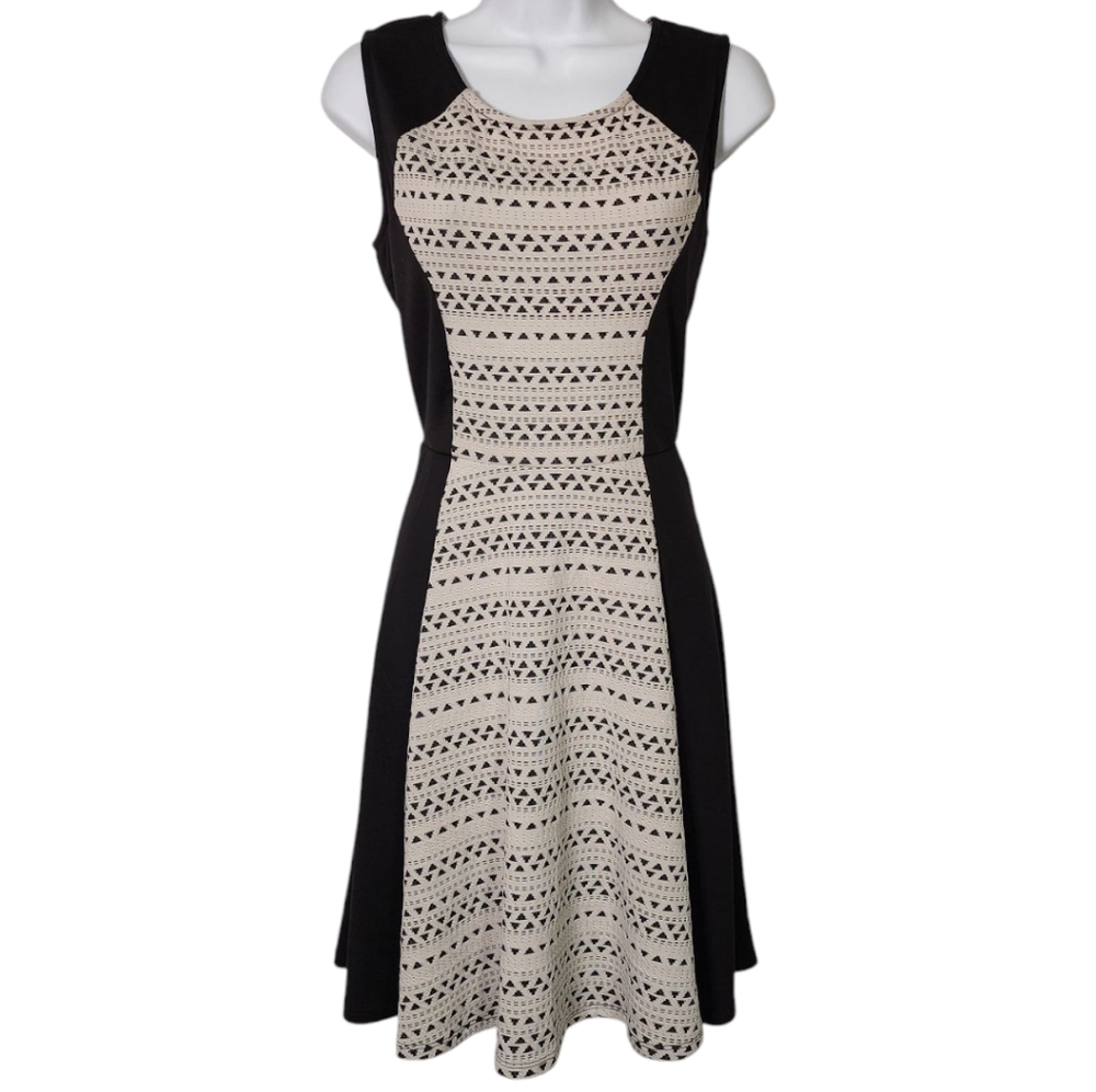Maurices Womens Medium A-line Skirt Triangle Striped Dress Thick Straps Black